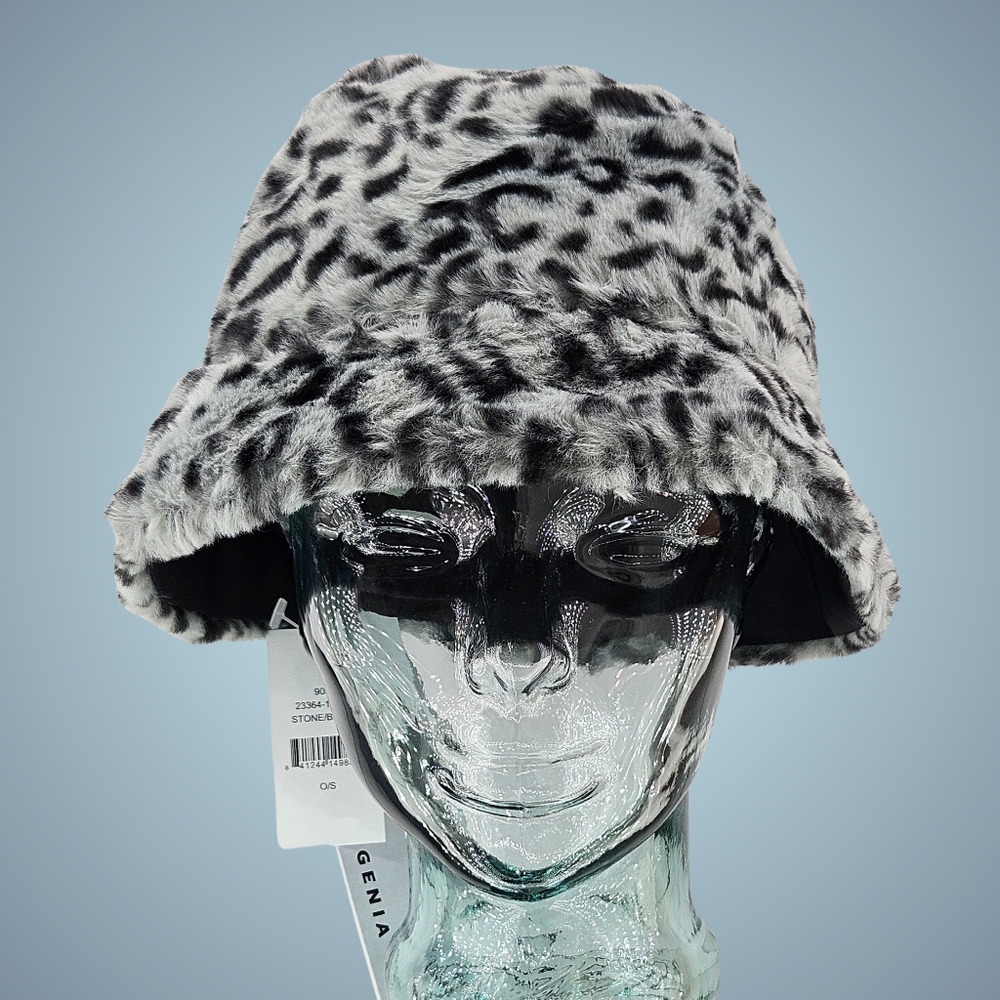 Eugenia Kim Hat Stone Brow Leopard Print Charlie Bucket Hat Faux Fur Cottagecore